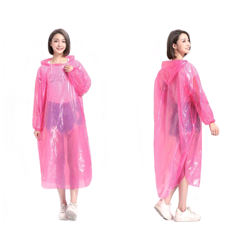 เสื้อกันฝน PE แบบใช้แล้วทิ้งสีสันสดใส