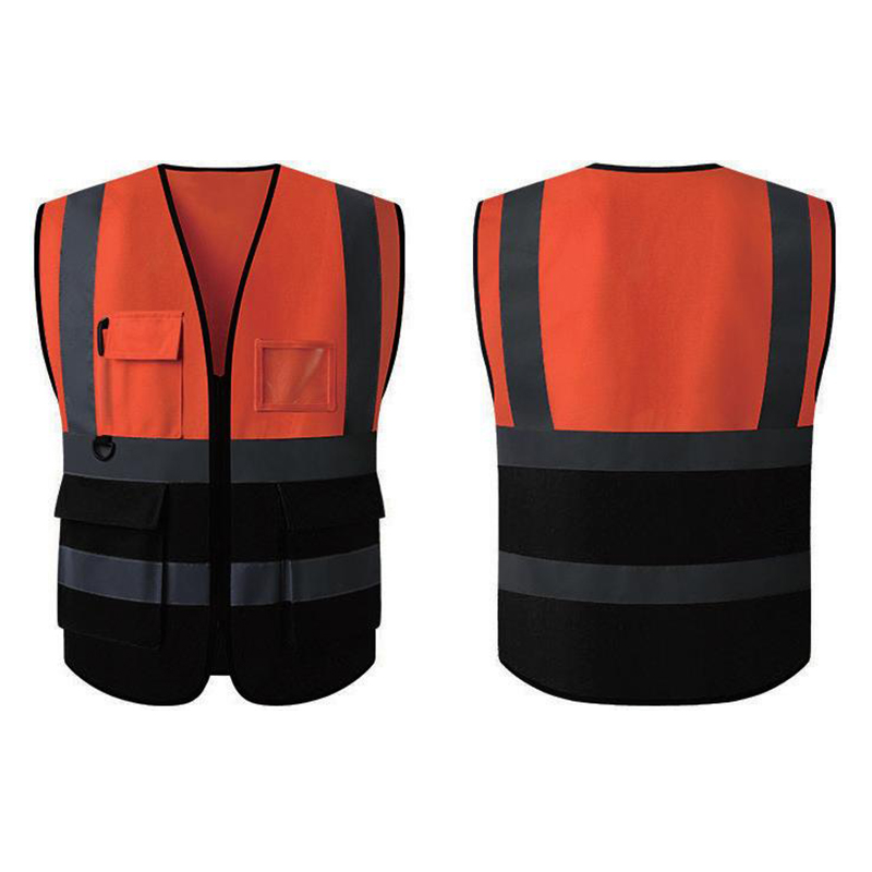 เสื้อกั๊กสะท้อนแสงซิปบล็อกสีหลายช่องสี่บาร์